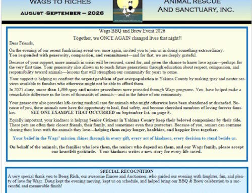 Wags to Riches Newsletter – August-Sept. 2026